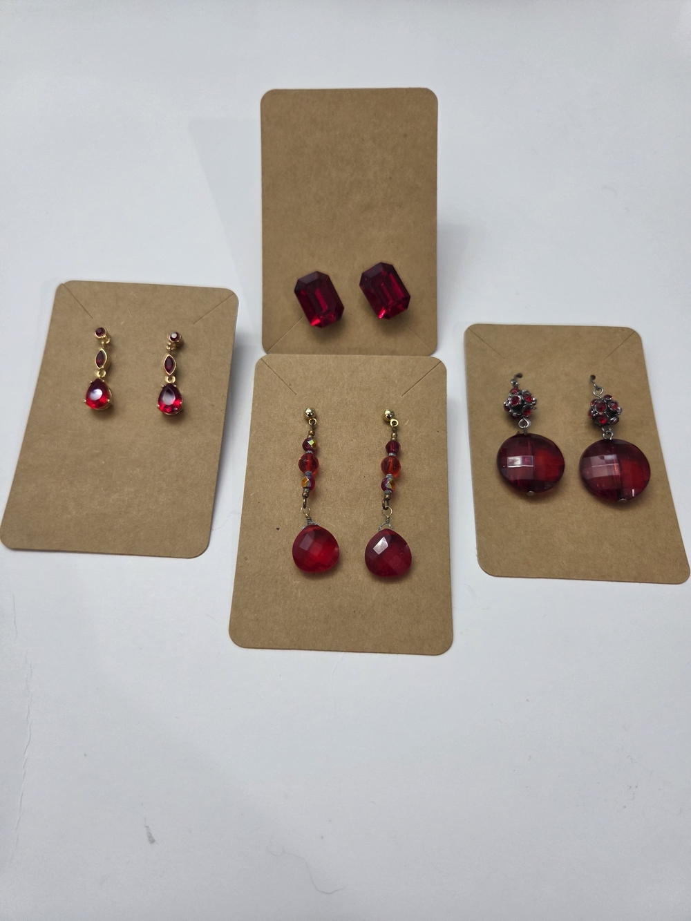 Red Crystal Dangle Earrings Set - Elegant Women Jewelry